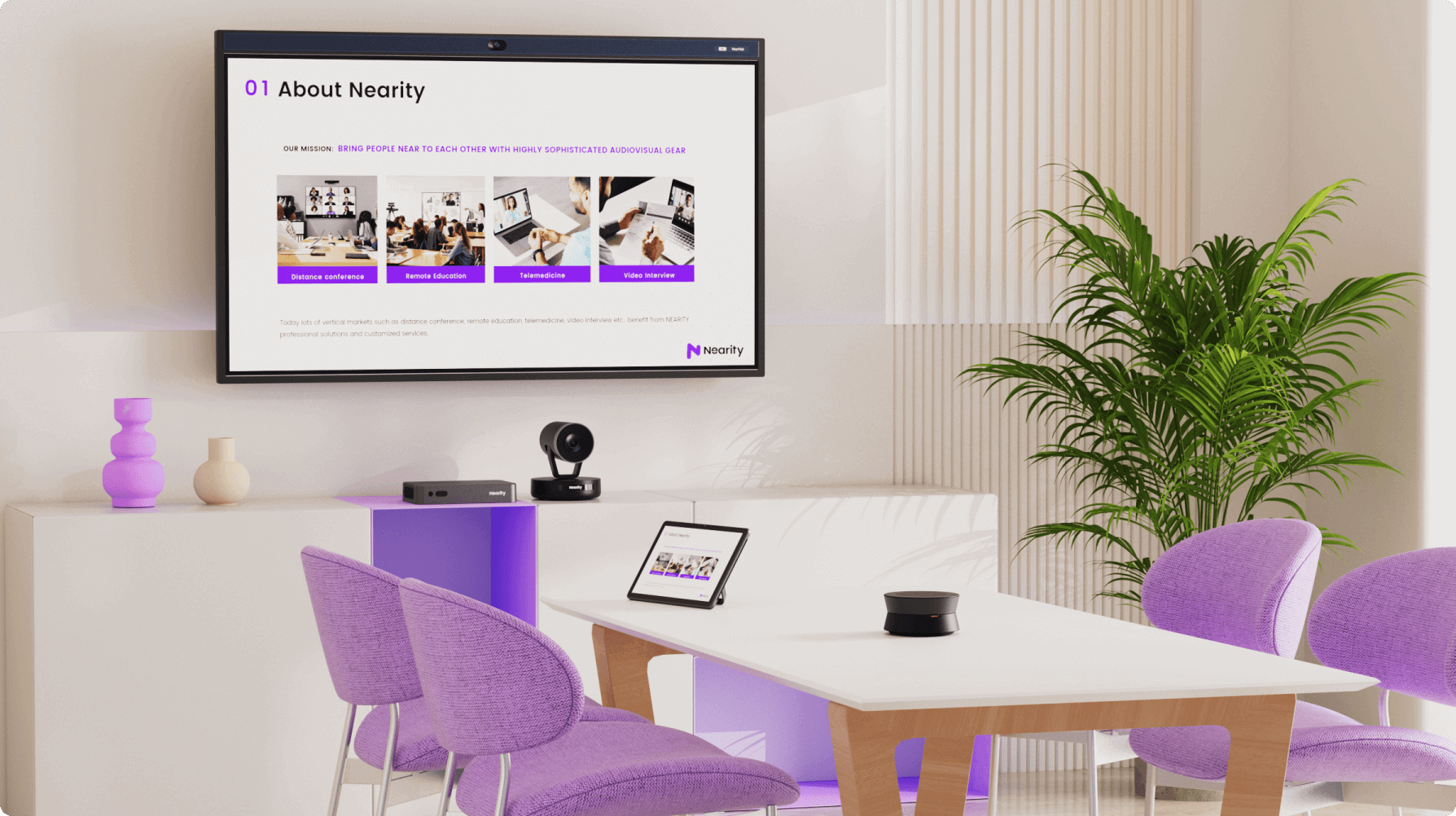 Clobaration Room Nearity Zoom rooms system for collaboration work