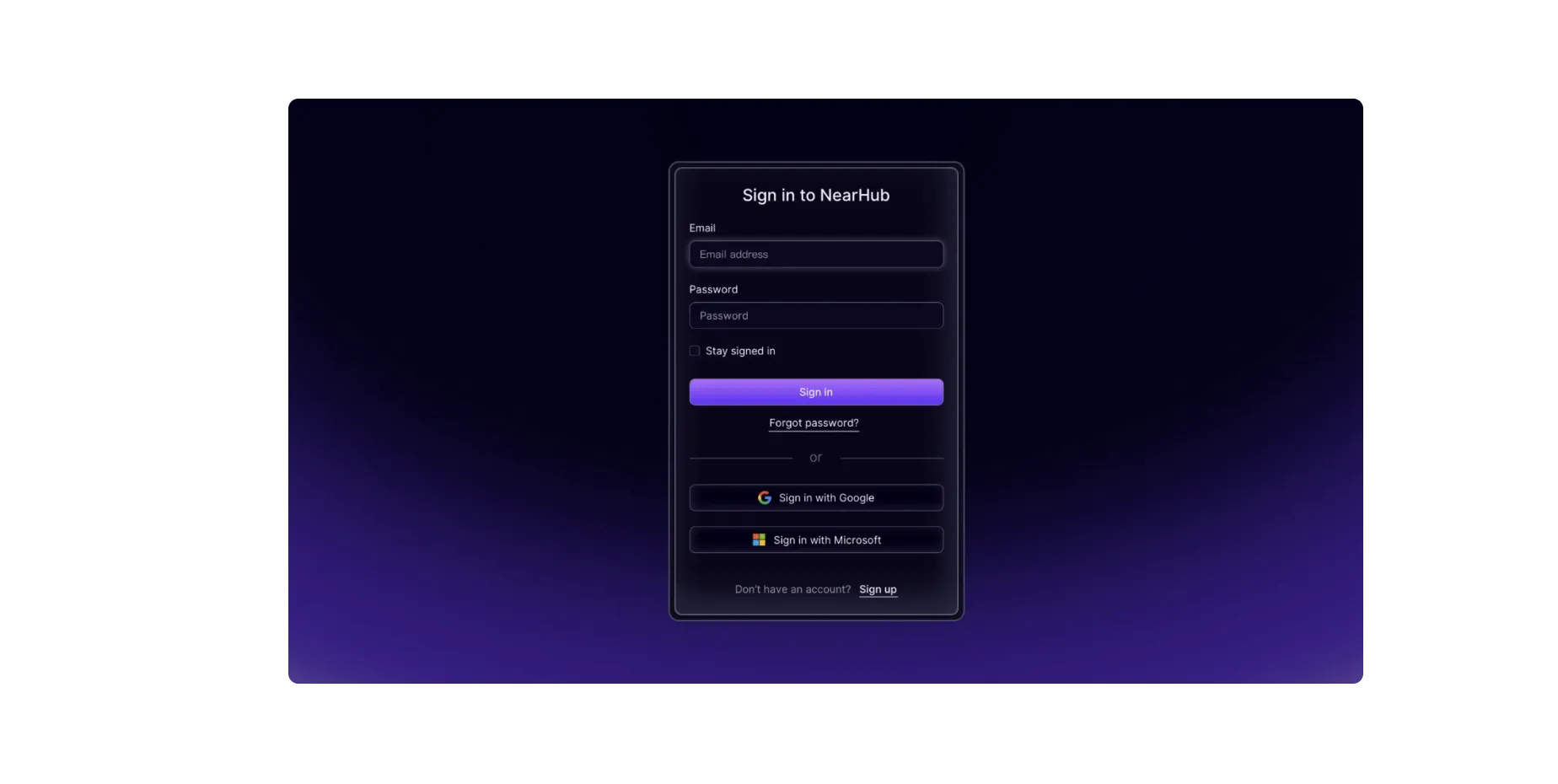 Log in to your NearRooms
Cloud account (supports
Google/Microsoft third-
party accounts).