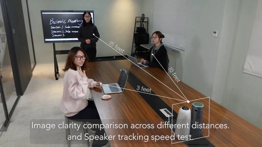 participants sit 5, 10 and 15 feet away from cameras separately