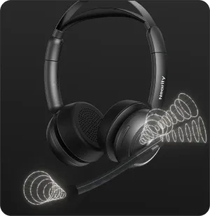 Wireless headphone with noise cancelling mic featuring 4 omni microphones for office and work from home - Nearity