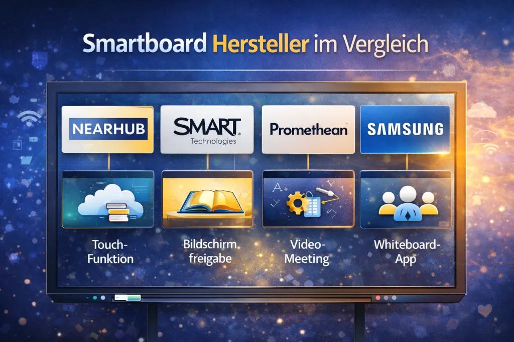 Smartboard Hersteller im Vergleich – NearHub, SMART Technologies, Promethean und Samsung
