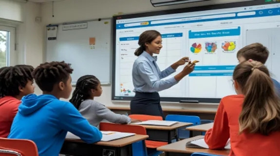 Digitales lehrsystem im modernen klassenzimmer
