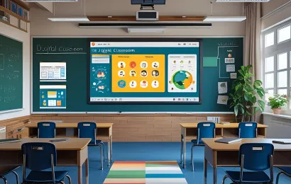 Ein klassenzimmer mit eneim smartboard in der schule