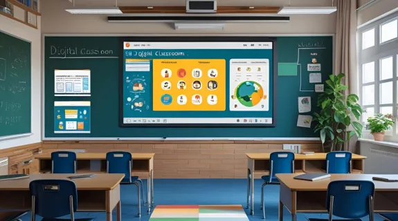 Ein klassenzimmer mit digitalen medien in der schule
