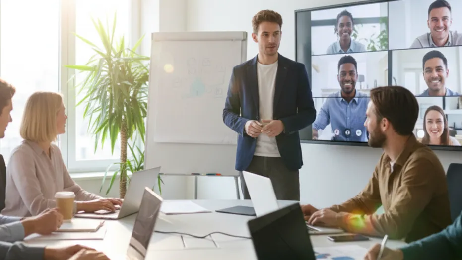 Una sala de videoconferencia