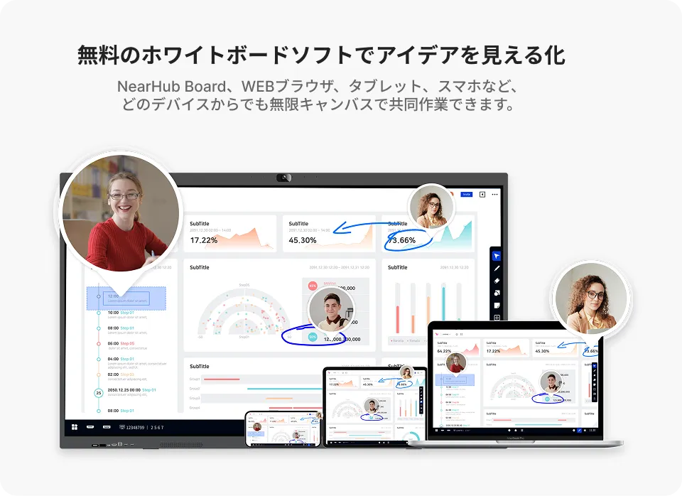 Windows向け無料Canvasホワイトボードソフト対応タッチスクリーンNearHub Board S Pro