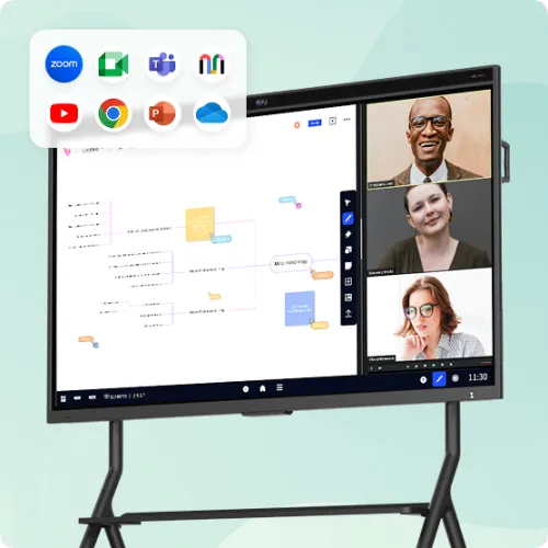 オフィス向け65型UHDスマートホワイトボード｜カメラ＆マイク内蔵