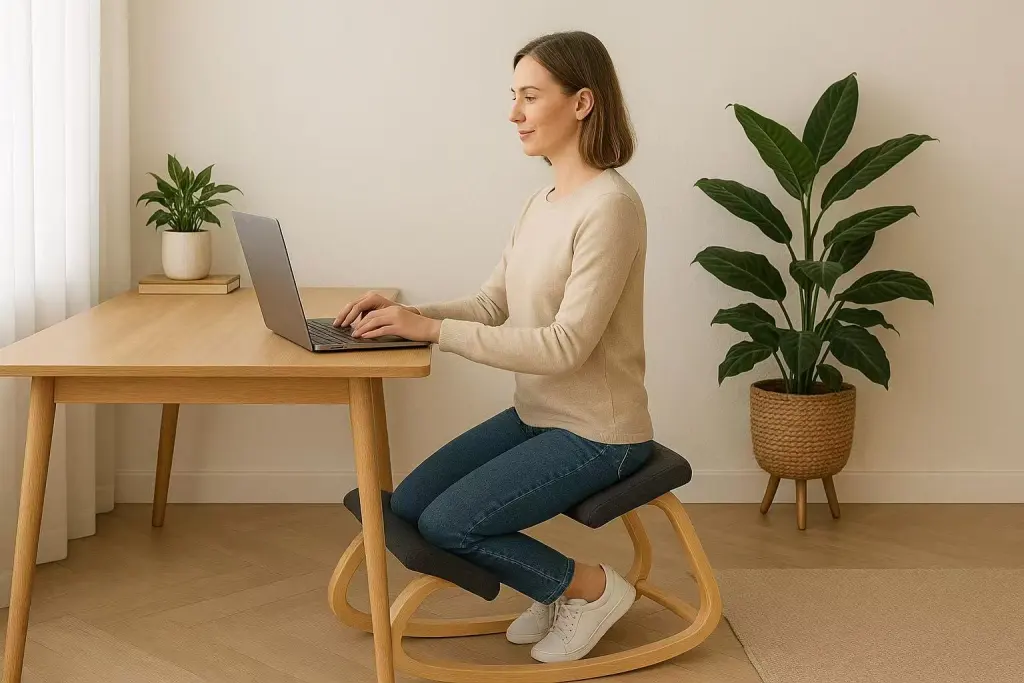 Kneeling stool benefits in a life scene