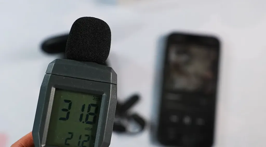 Mikey performing a decibel test