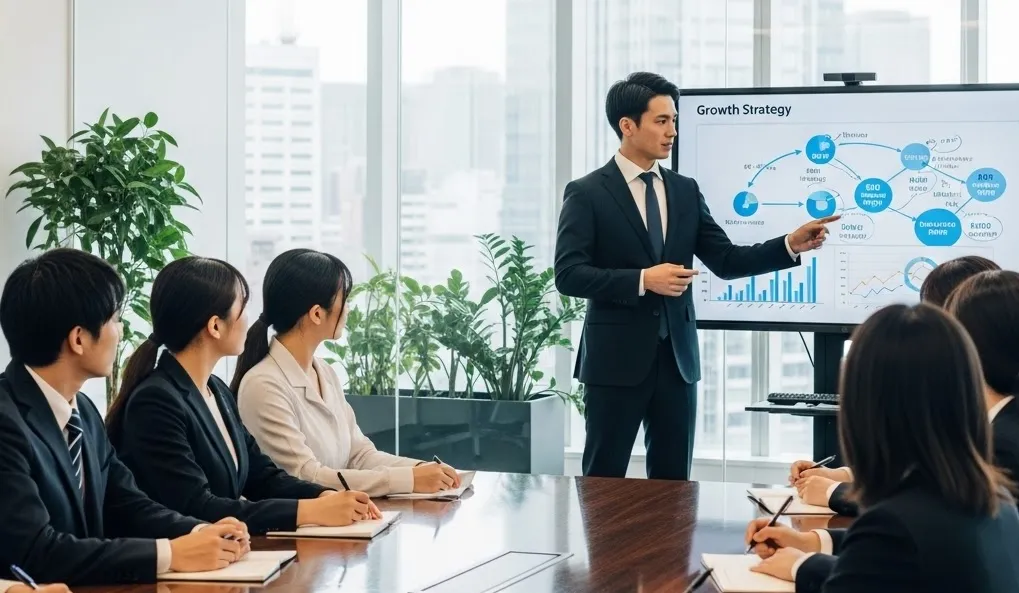 会社はスマートボードを活用して新人研修を行う