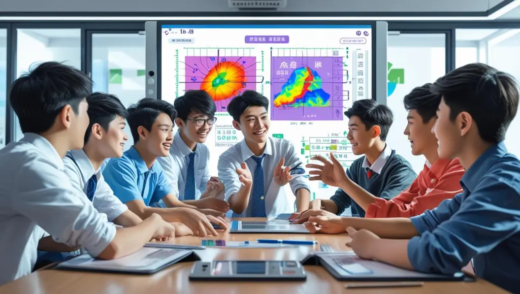 a classroom with board for students