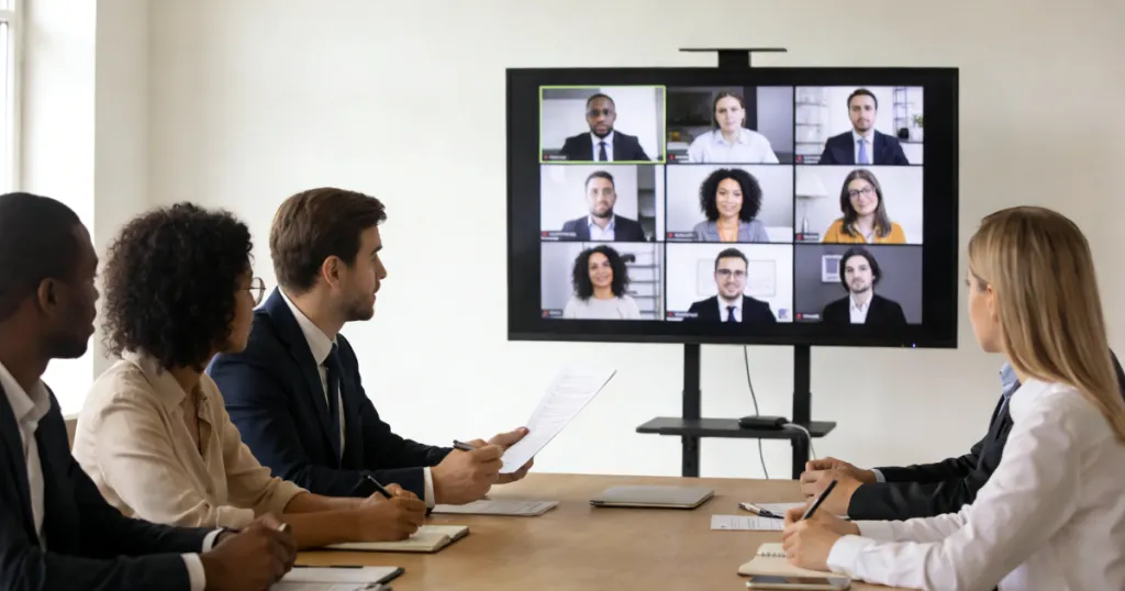 people are having a hybrid meeting