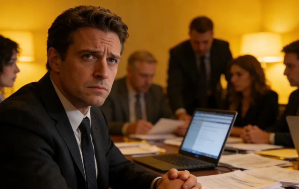 a manager is having a meeting unhappily