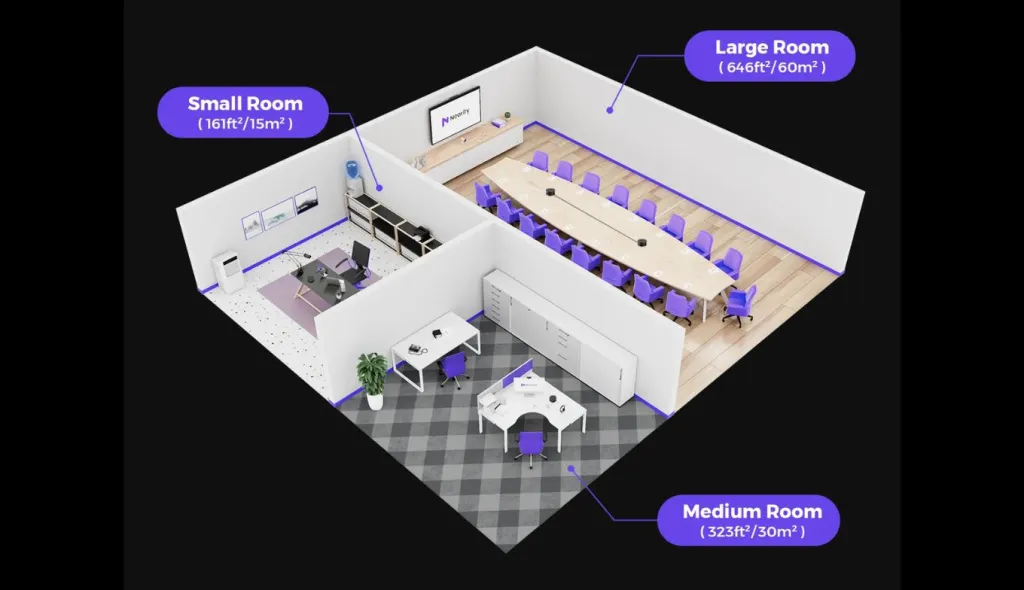 Nearity A20S speakerphones use daisy-chain connectivity to provide scalable audio coverage for conference rooms of different sizes.