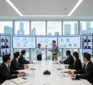 abunchofpeopleareusingconferenceroomaudiovisualdevicesinalargeconferenceroom
