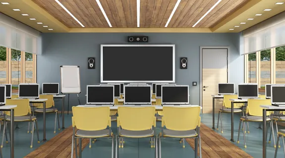 電子化された大教室には学校向けプロジェクターがあります。