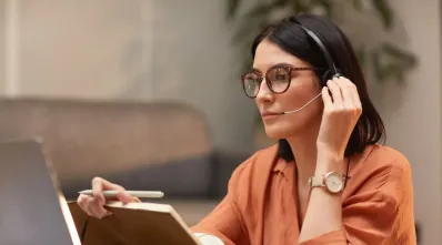 a women working with recording software