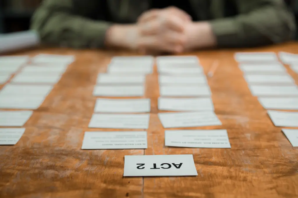 Auf dem tisch steht storyboard