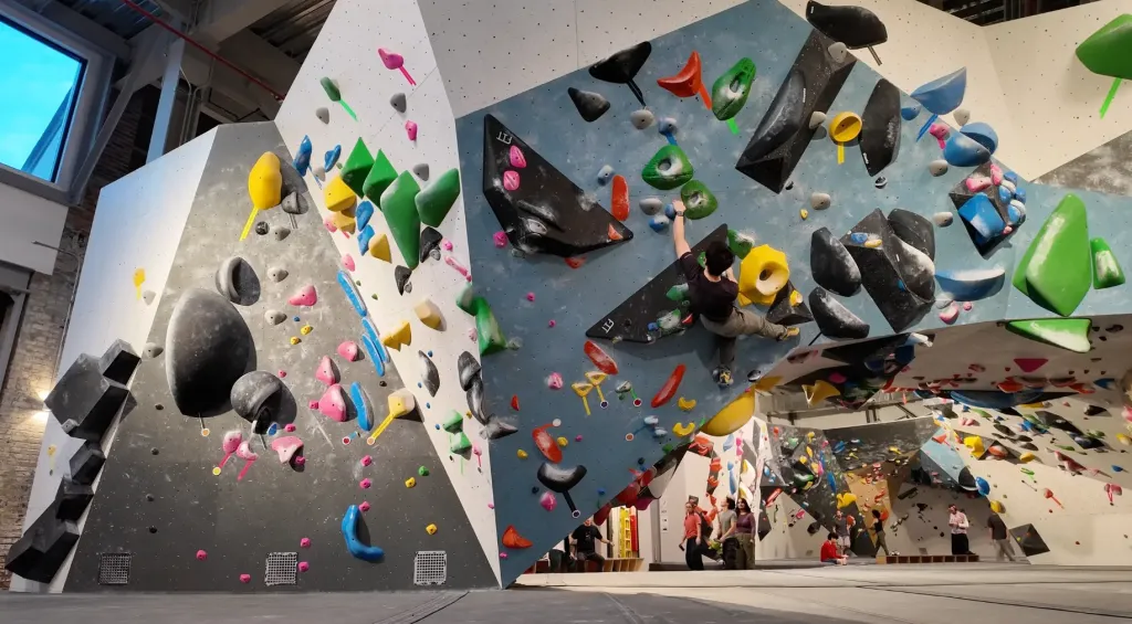 Jason Huang wearing the Nearity Menpod Fit 2 open ear headphones while climbing