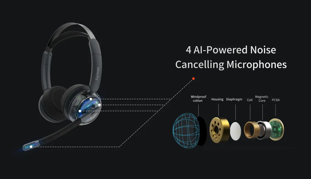EP320 headset with 4 microphones for clear online language learning and speaking practice