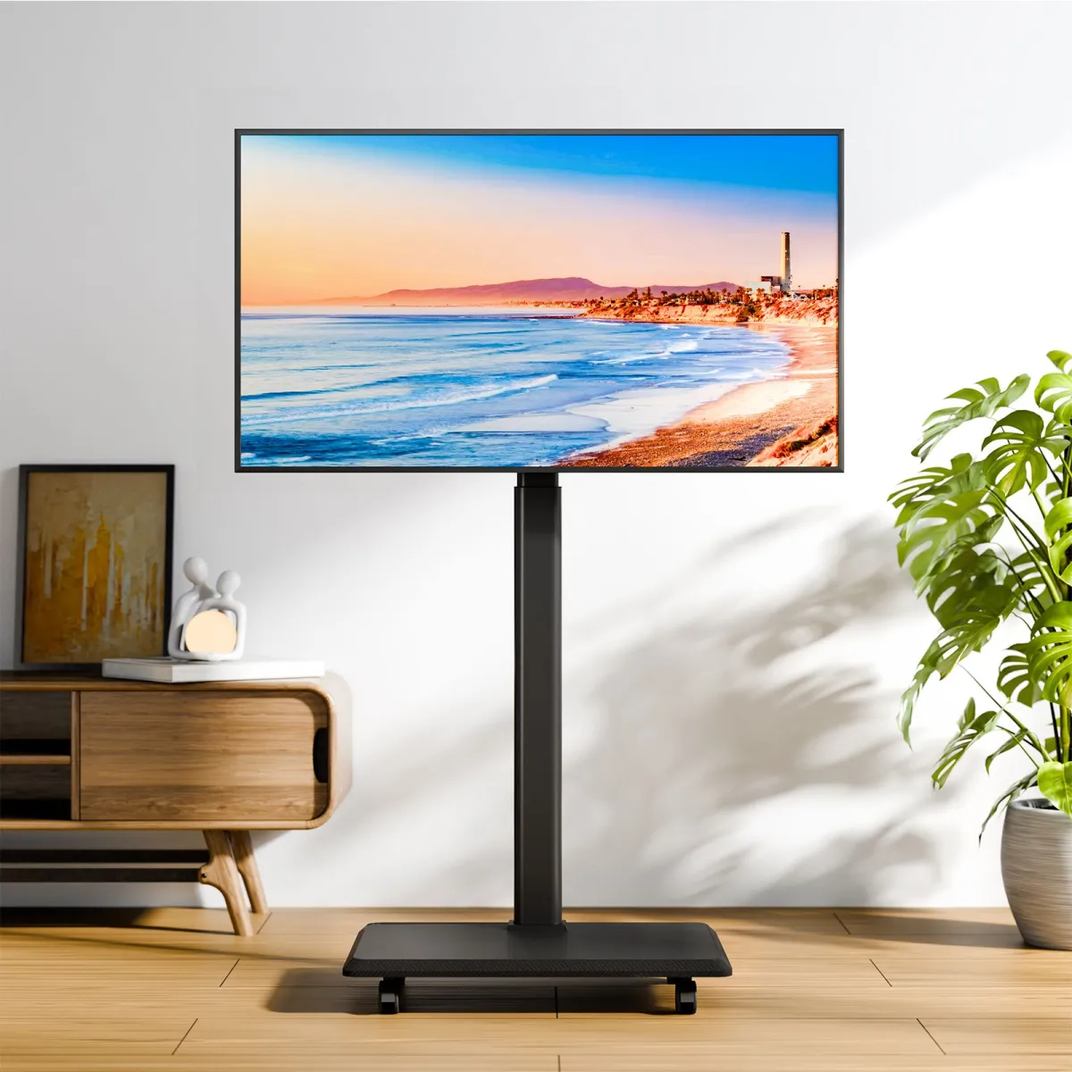 Tv cart wheels and TV