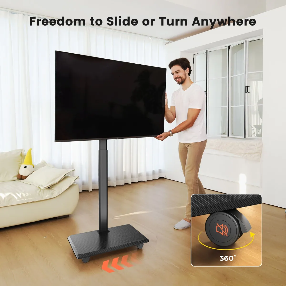 Black rolling television cart