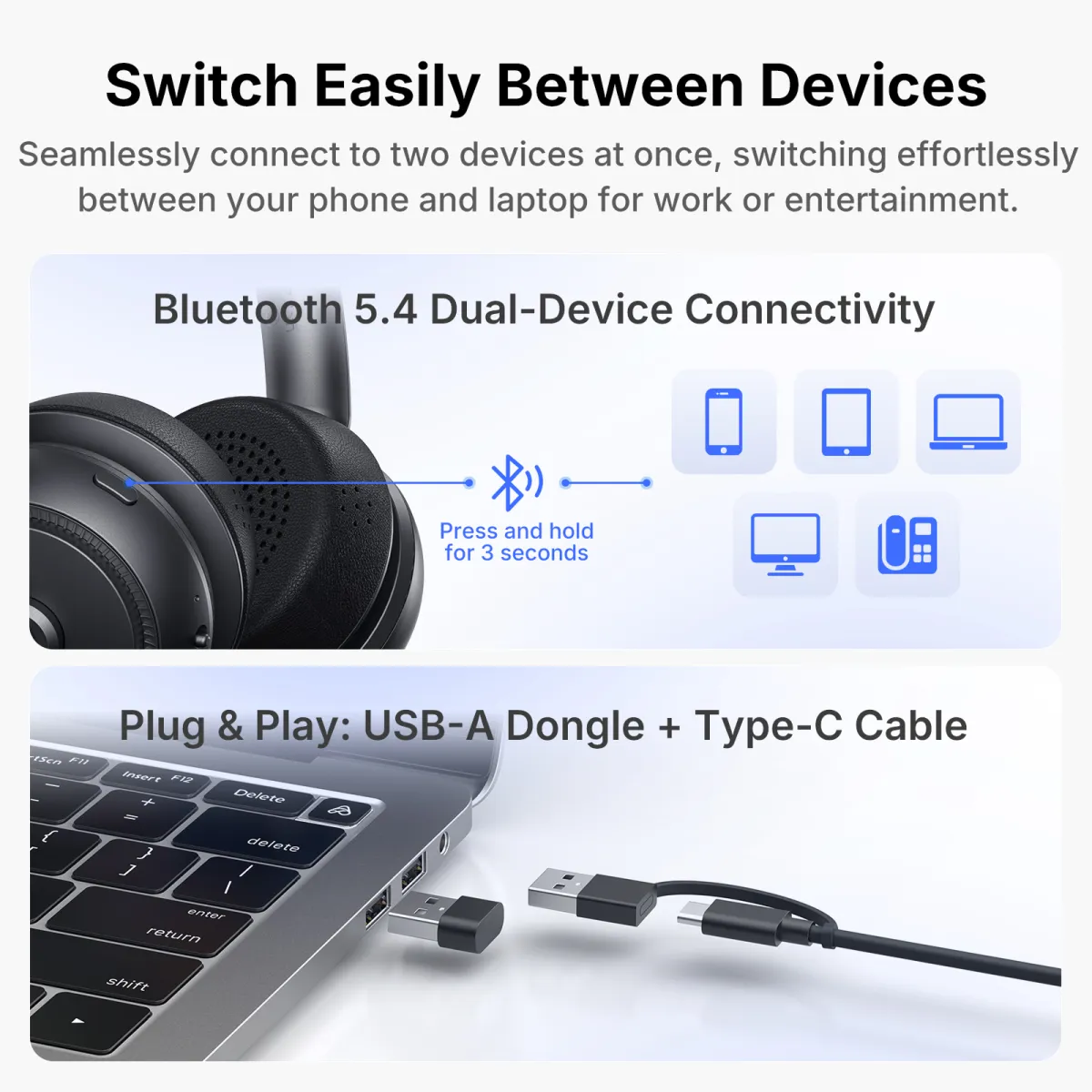 bluetooth noise cancelling headset with mic multipoint