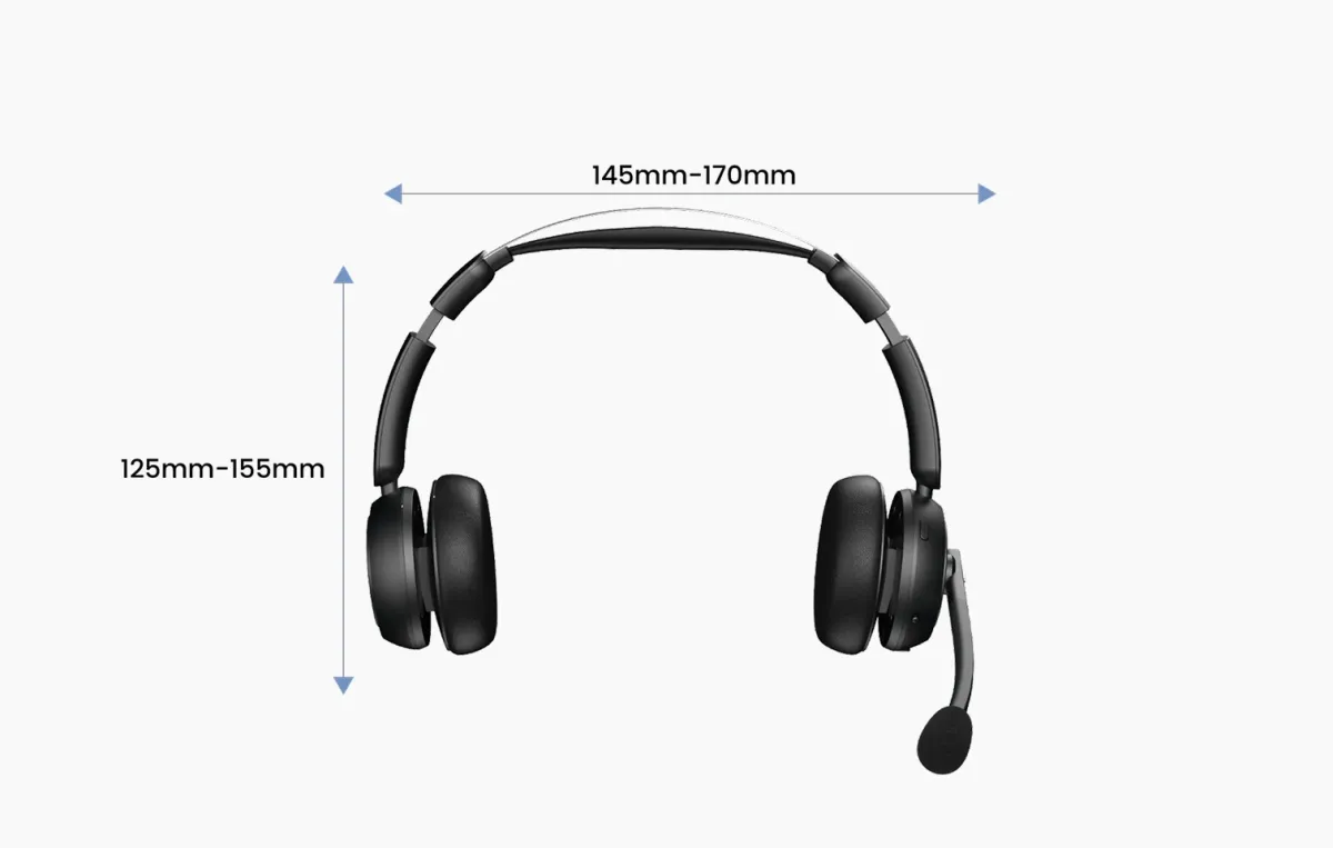 bluetooth noise cancelling headset with mic size