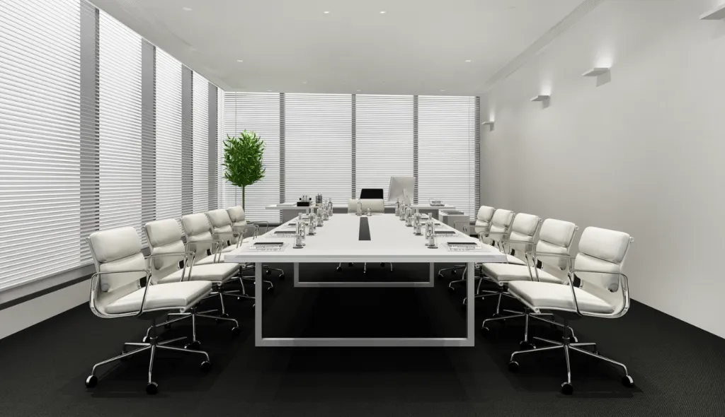 A large board meeting room.