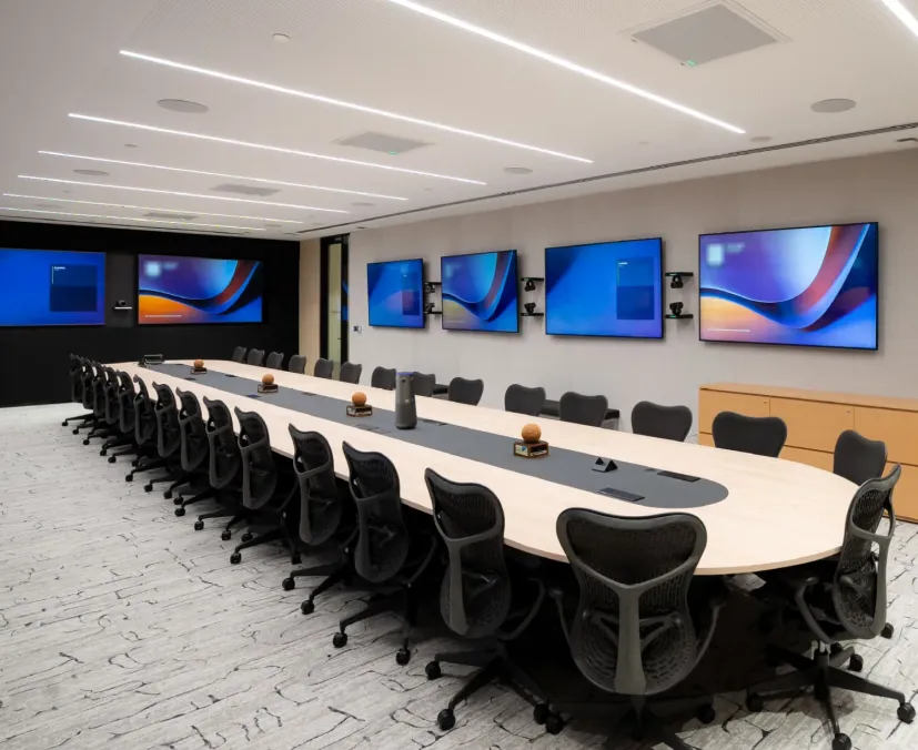 boardroom meeting with conference camera