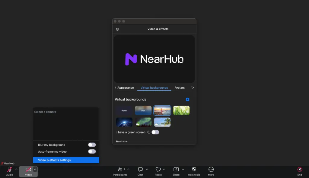 How to change Zoom background on desktop client during the meeting.