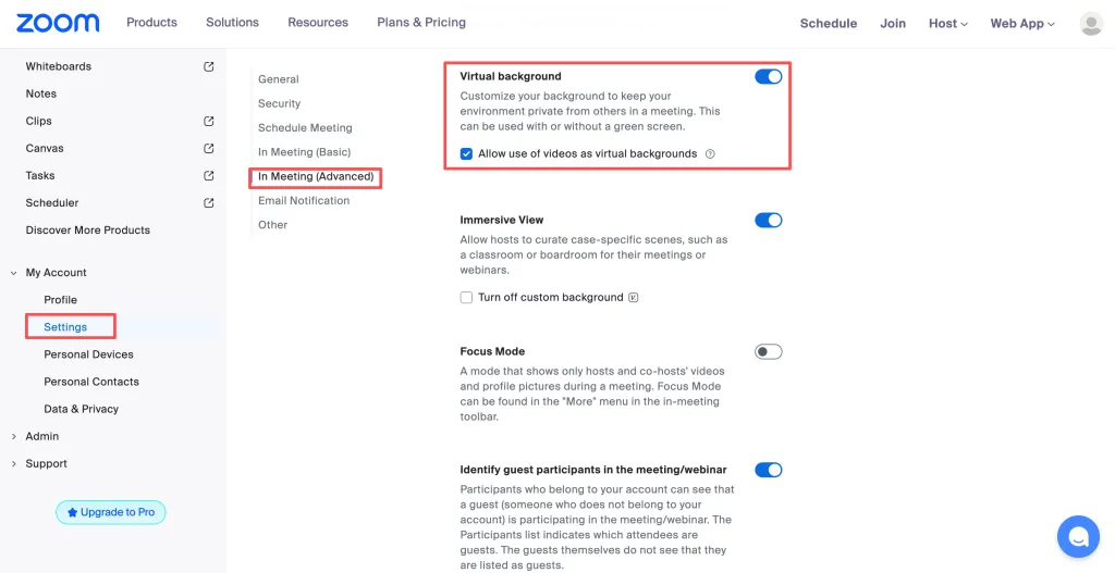 How to change Zoom background on web before the meeting starts.