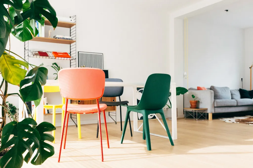 colorful assembled desk chairs