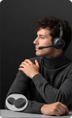 Comfortable headphone for call center with noise cancelling mic and replaceable soft ear cushions