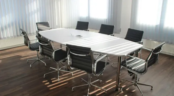 conference room with eight chairs