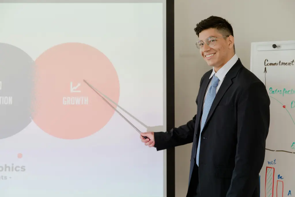Der mann zeigt auf google jamboard