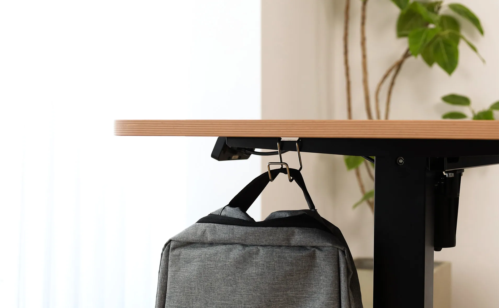 Stand up computer desk with hook