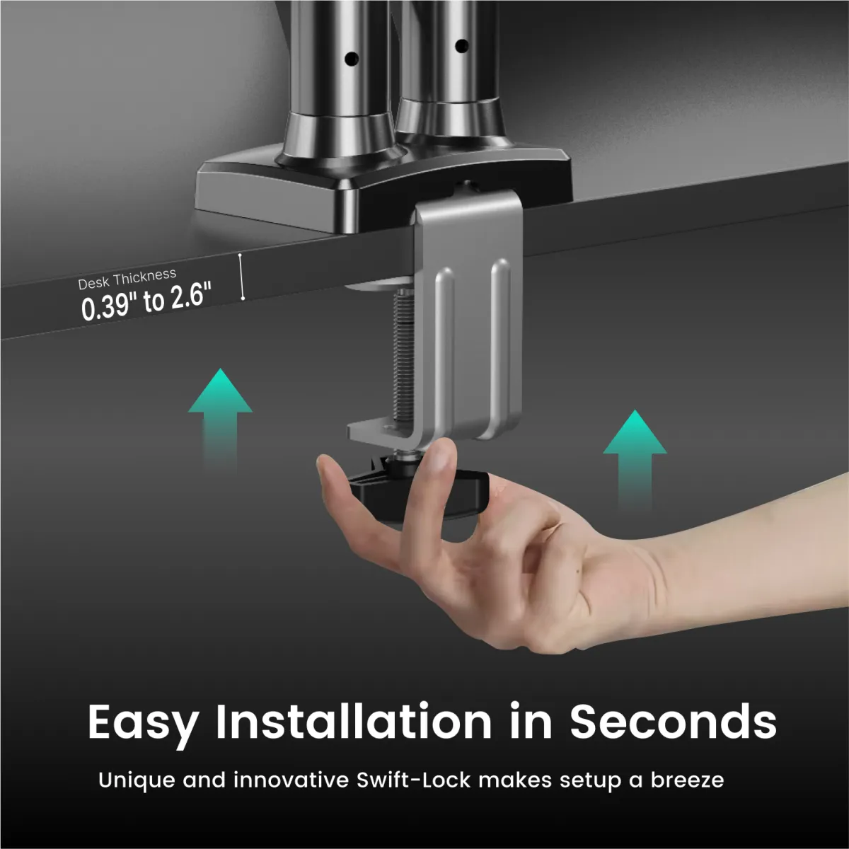 Easy installed dual screen arm