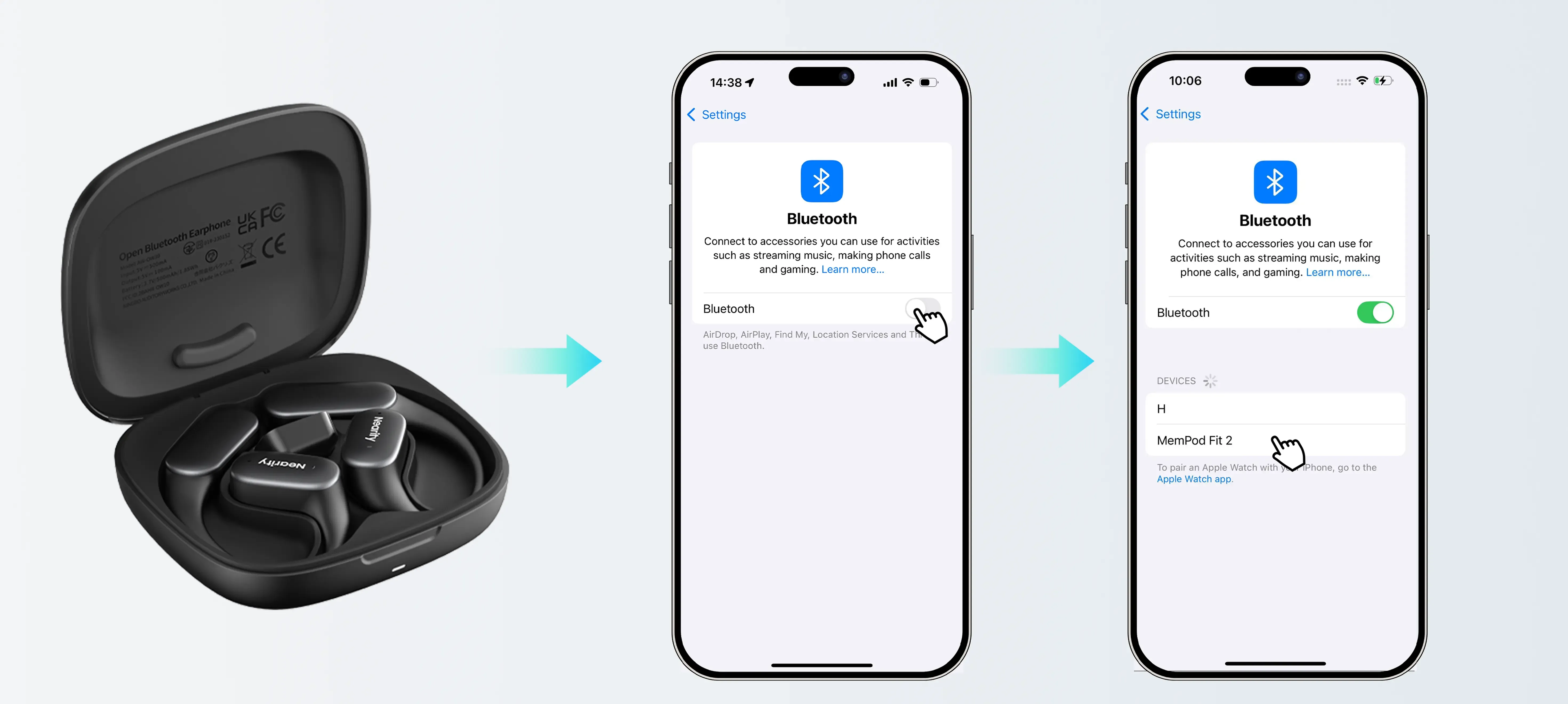 Bluetooth Earbuds Work Nearity MemPod Fit 2