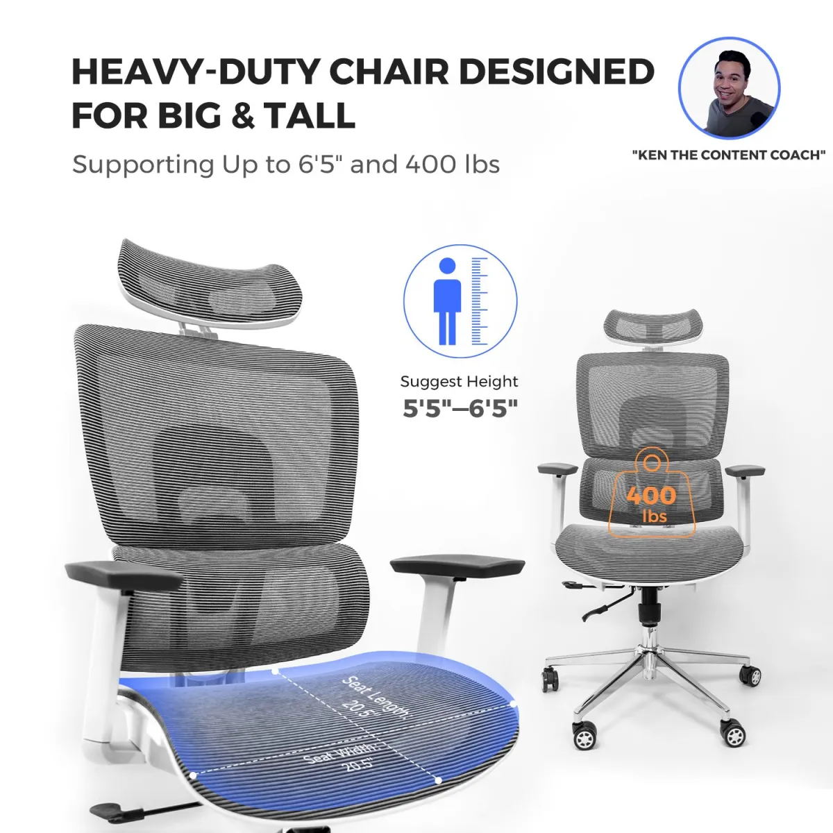 Heavy duty height adjustable chairs