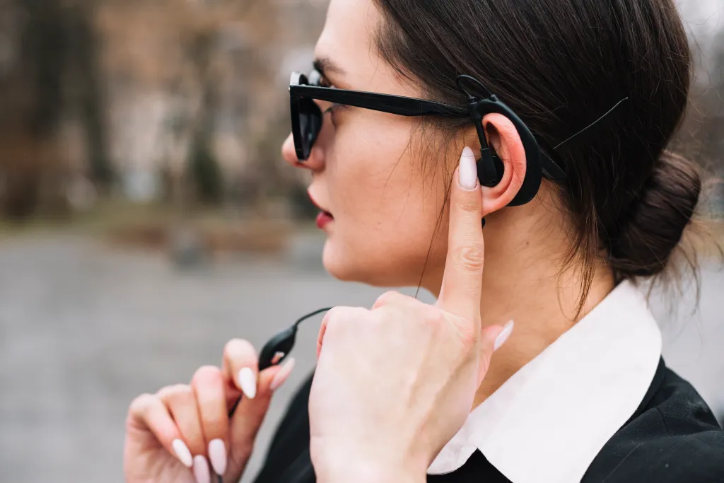 human wearing best headset for phone call