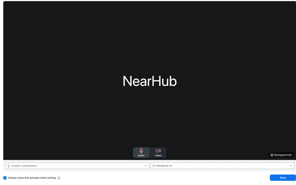 Zoom Workplace meeting screen showing mute controls before joining the meeting.