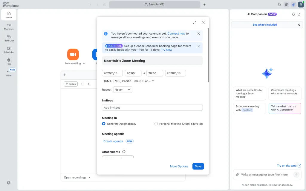 How to set up a zoom meeting: scheduling a meeting.