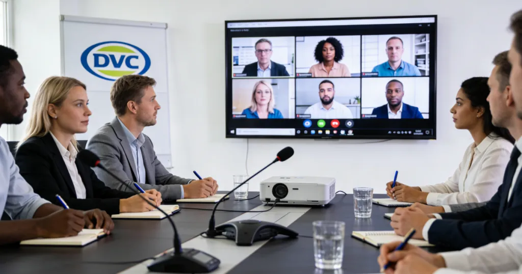 employees are having a hybrid meeting