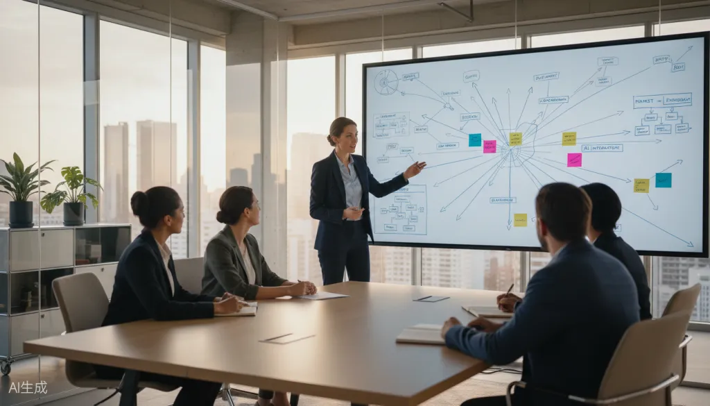 Figure 3: Executive team using infinite canvas for strategic planning with connected ideas and visual diagrams