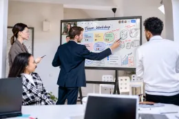 interactive whiteboard presentation in an office