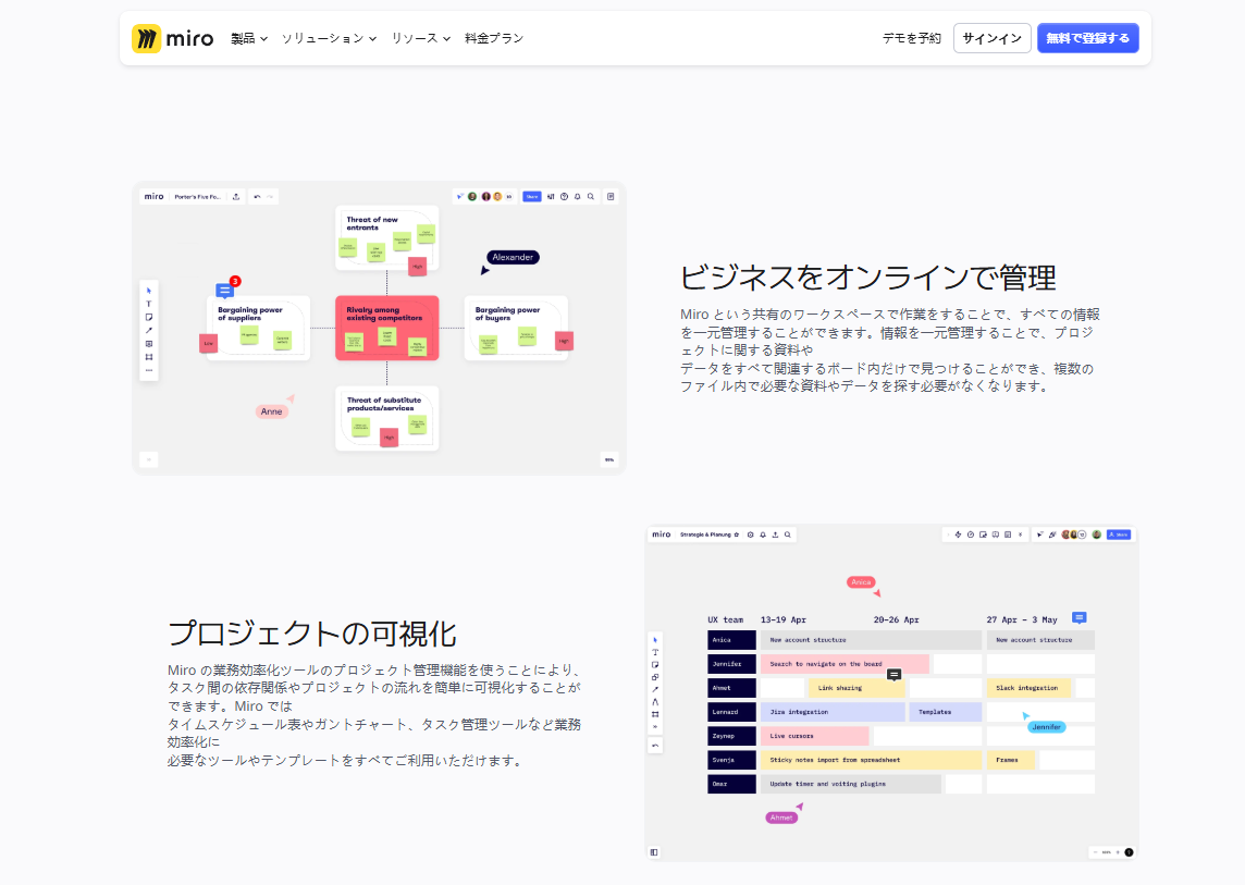 miroのホワイトボードアプリ