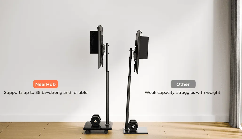 NearHub TC30 Mobile TV Cart | Rolling Stand for 26-70