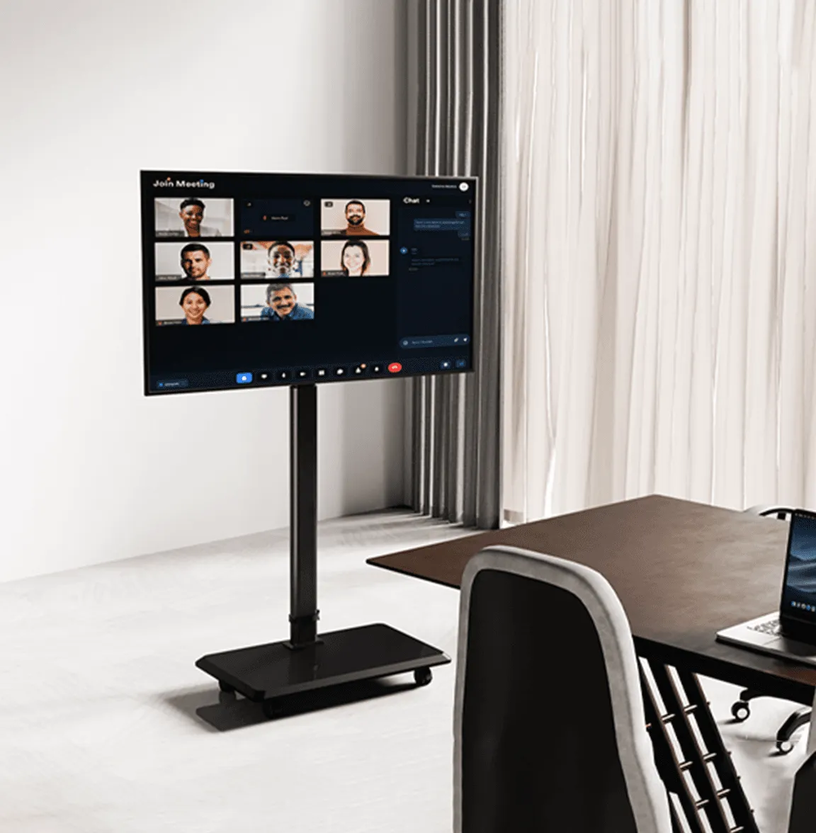 Rolling TV stand for meeting room