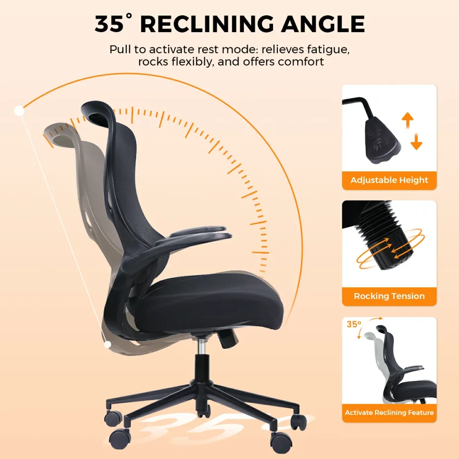 35° reclining angel for small office chair